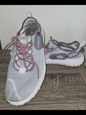 Under Armour UA Fat Tire Low Gray Laser Orange Mens Sz 12/Womens 13.5 3027562-10